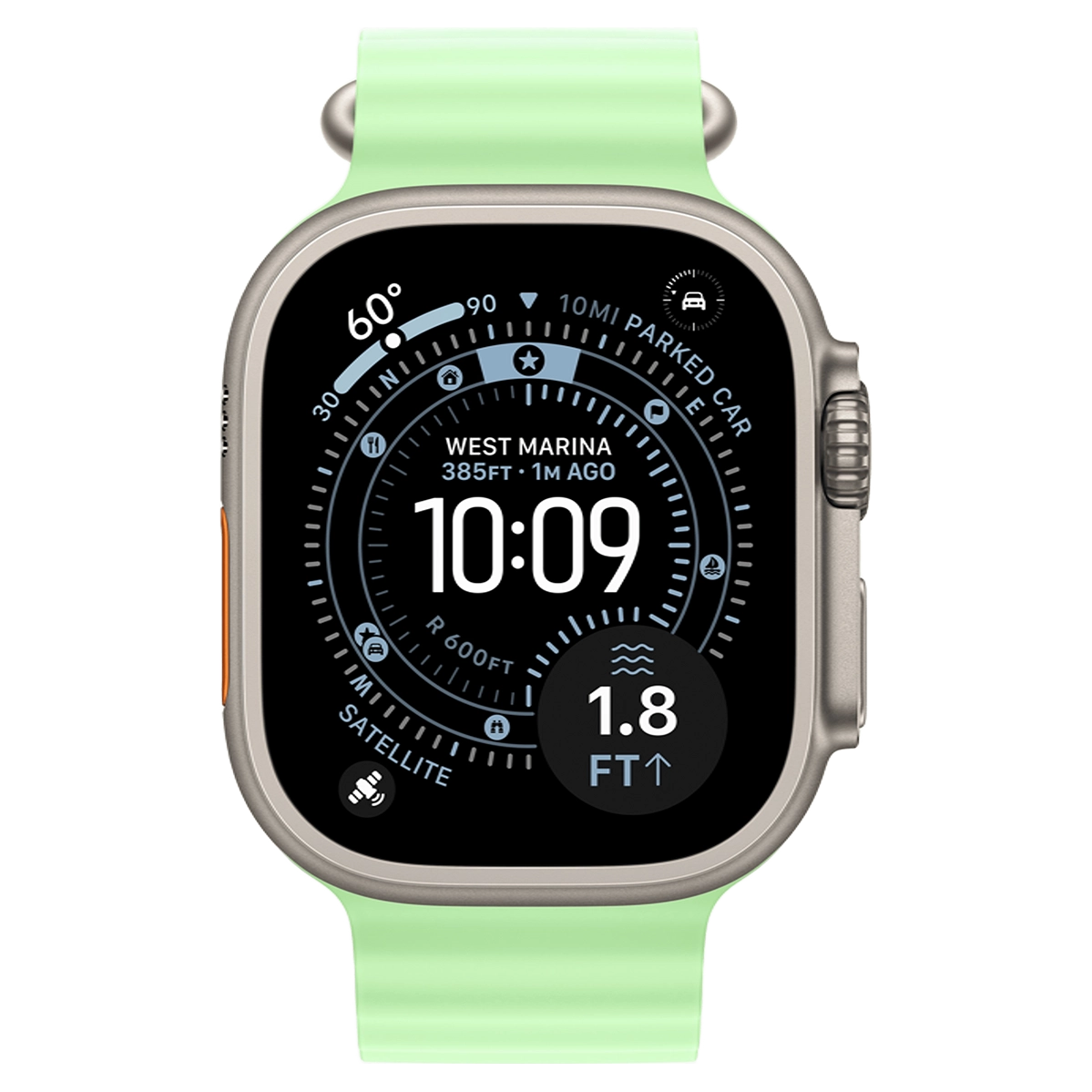 Apple Watch Ultra 3 GPS + Cellular 49mm Natural Titanium Case with Neon Green Ocean Band (MF1V4+MGCF4)