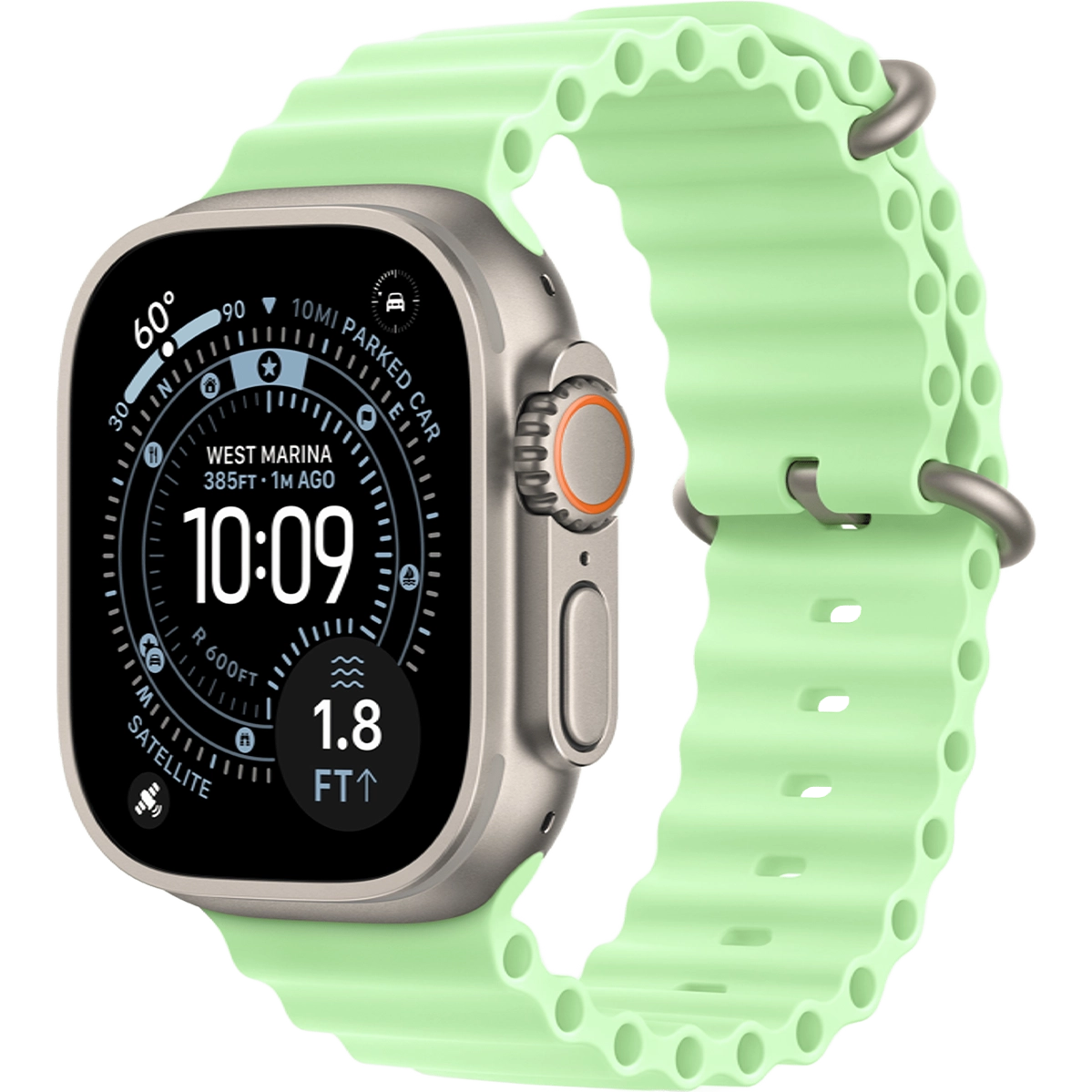 Apple Watch Ultra 3 GPS + Cellular 49mm Natural Titanium Case with Neon Green Ocean Band (MF1V4+MGCF4)