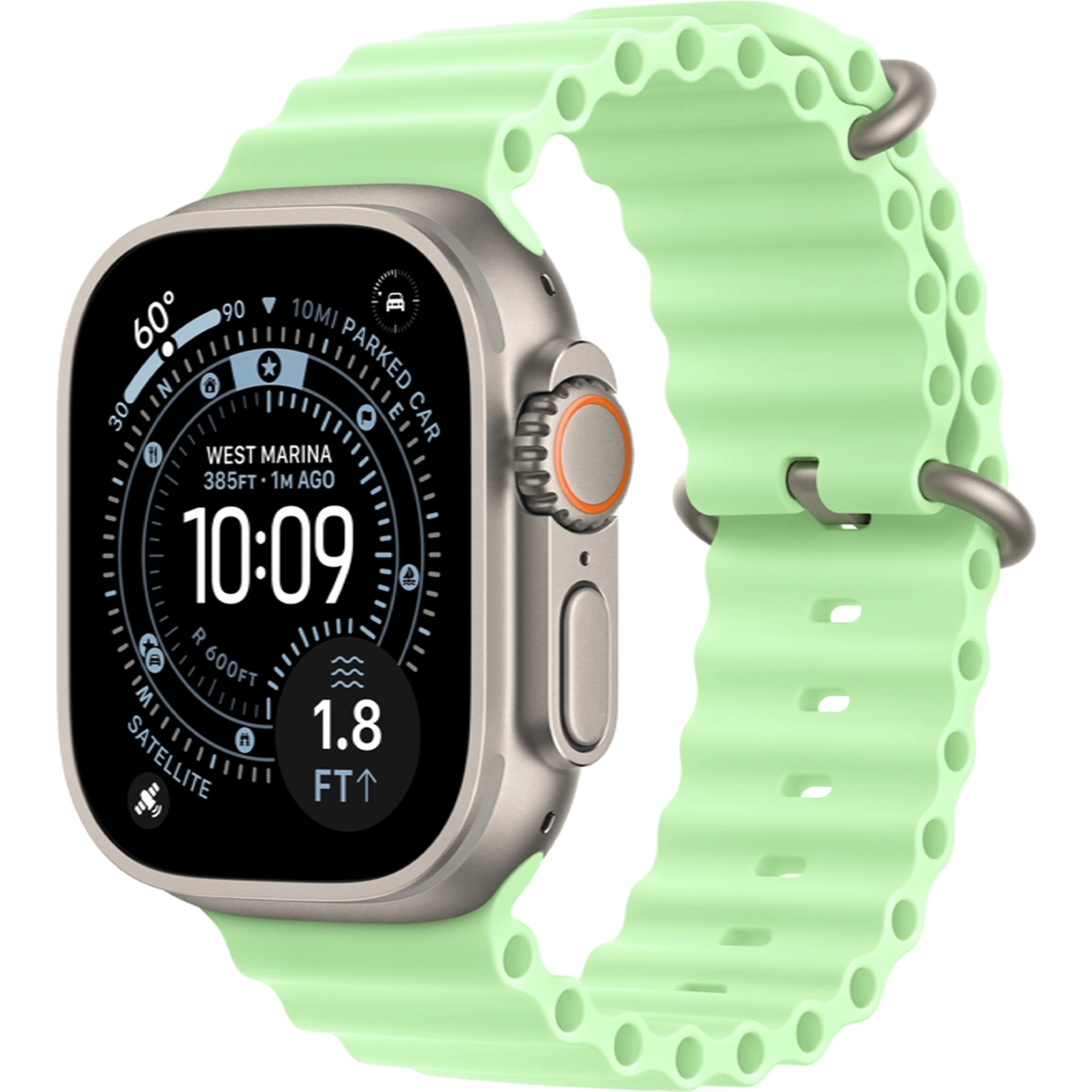 Apple Watch Ultra 3 GPS + Cellular 49mm Natural Titanium Case with Neon Green Ocean Band (MF1V4+MGCF4)
