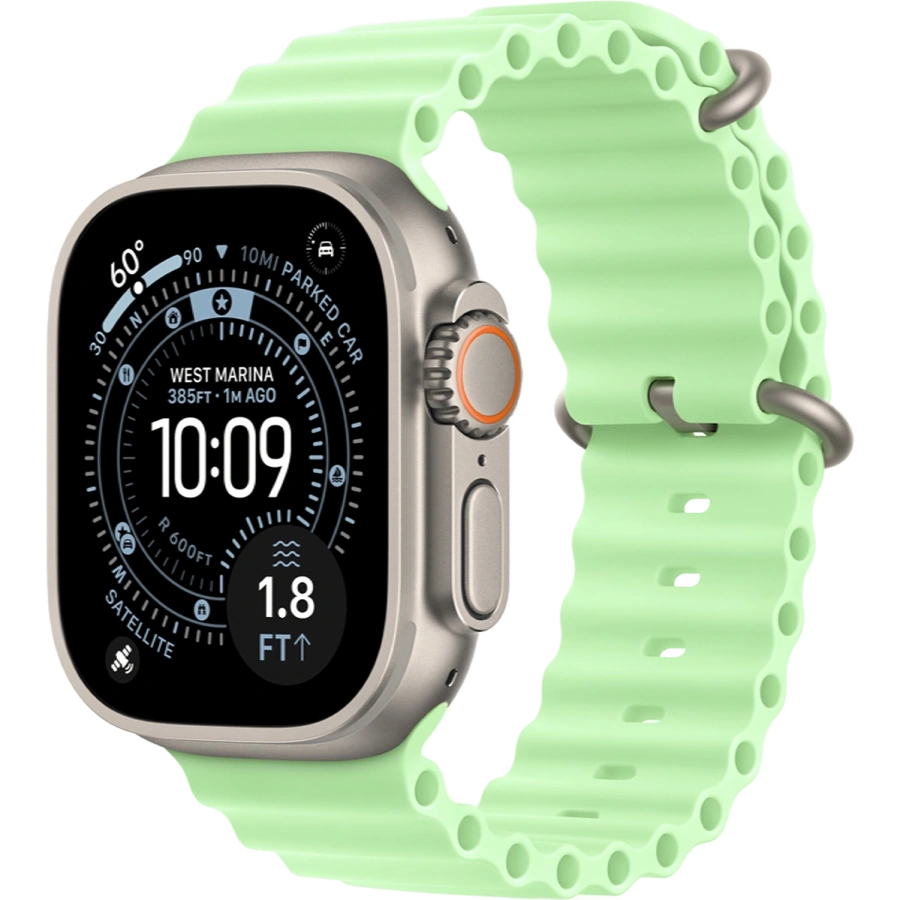 Apple Watch Ultra 3 GPS + Cellular 49mm Natural Titanium Case with Neon Green Ocean Band (MF1V4+MGCF4)