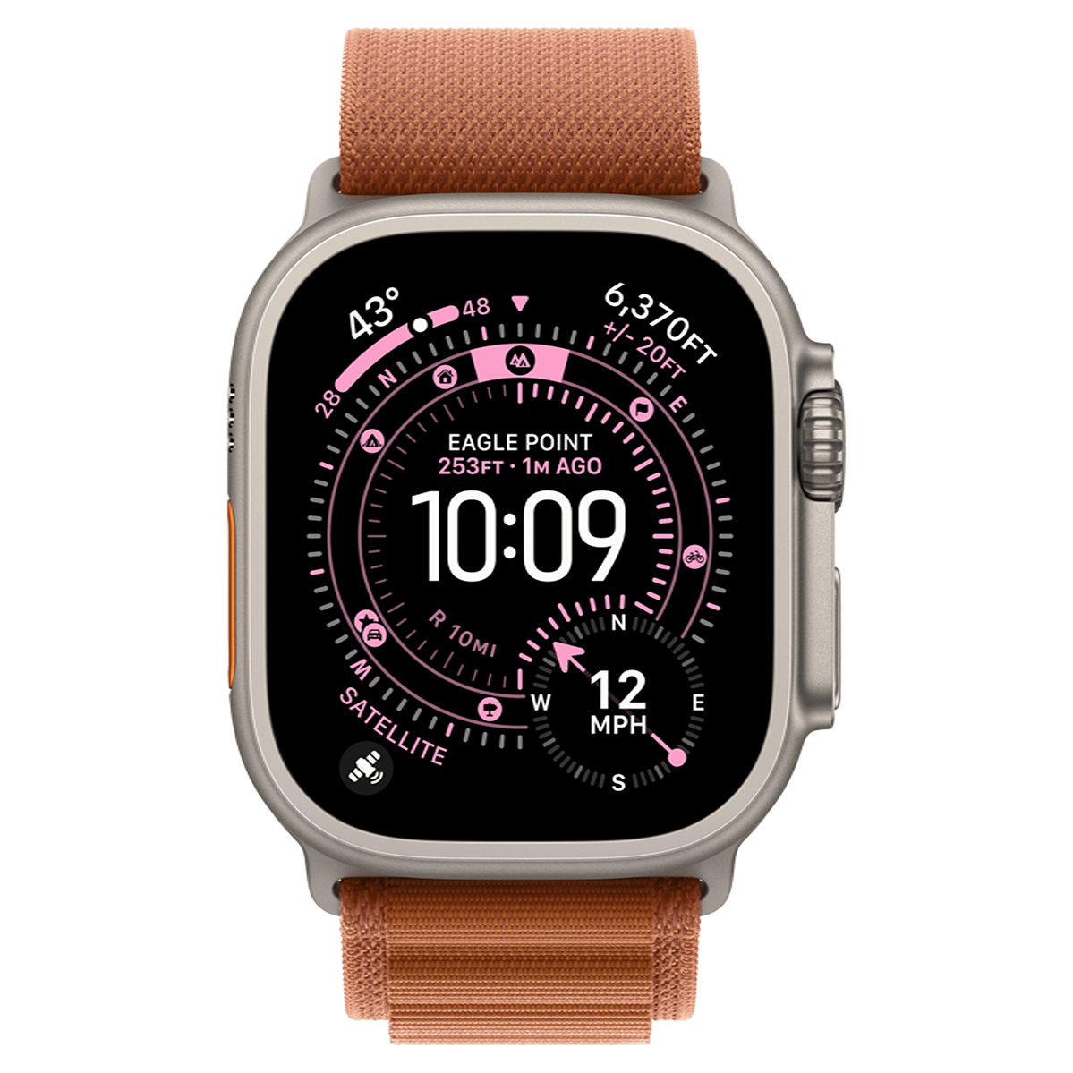 Apple Watch Ultra 3 GPS + Cellular 49mm Natural Titanium Case with Terra Cotta Alpine Loop - Small (MF1V4+MFTA4)