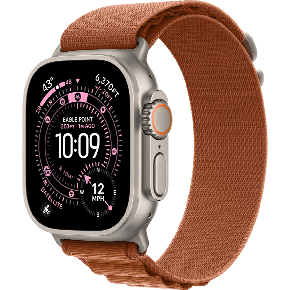 Apple Watch Ultra 3 GPS + Cellular 49mm Natural Titanium Case with Terra Cotta Alpine Loop - Small (MF1V4+MFTA4)