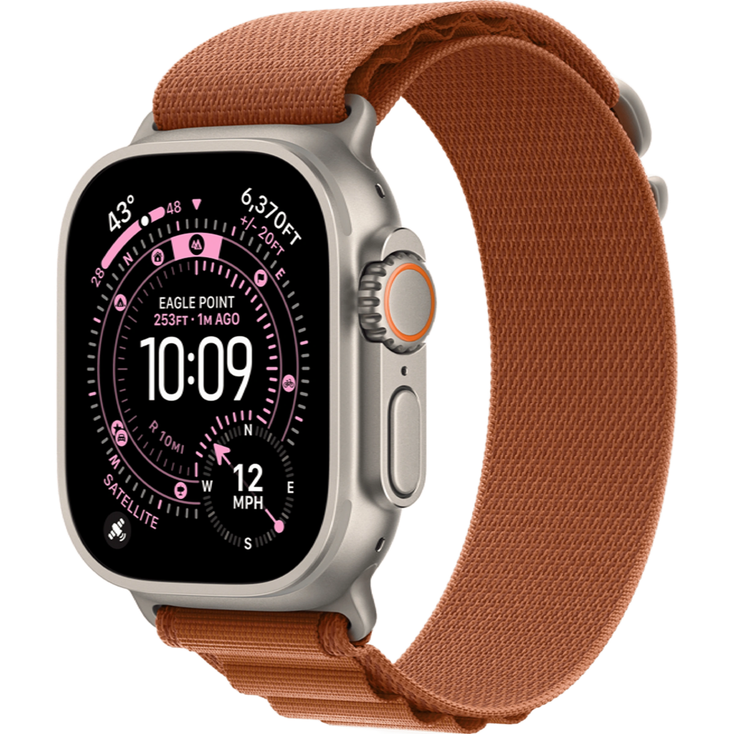 Apple Watch Ultra 3 GPS + Cellular 49mm Natural Titanium Case with Terra Cotta Alpine Loop - Small (MF1V4+MFTA4)