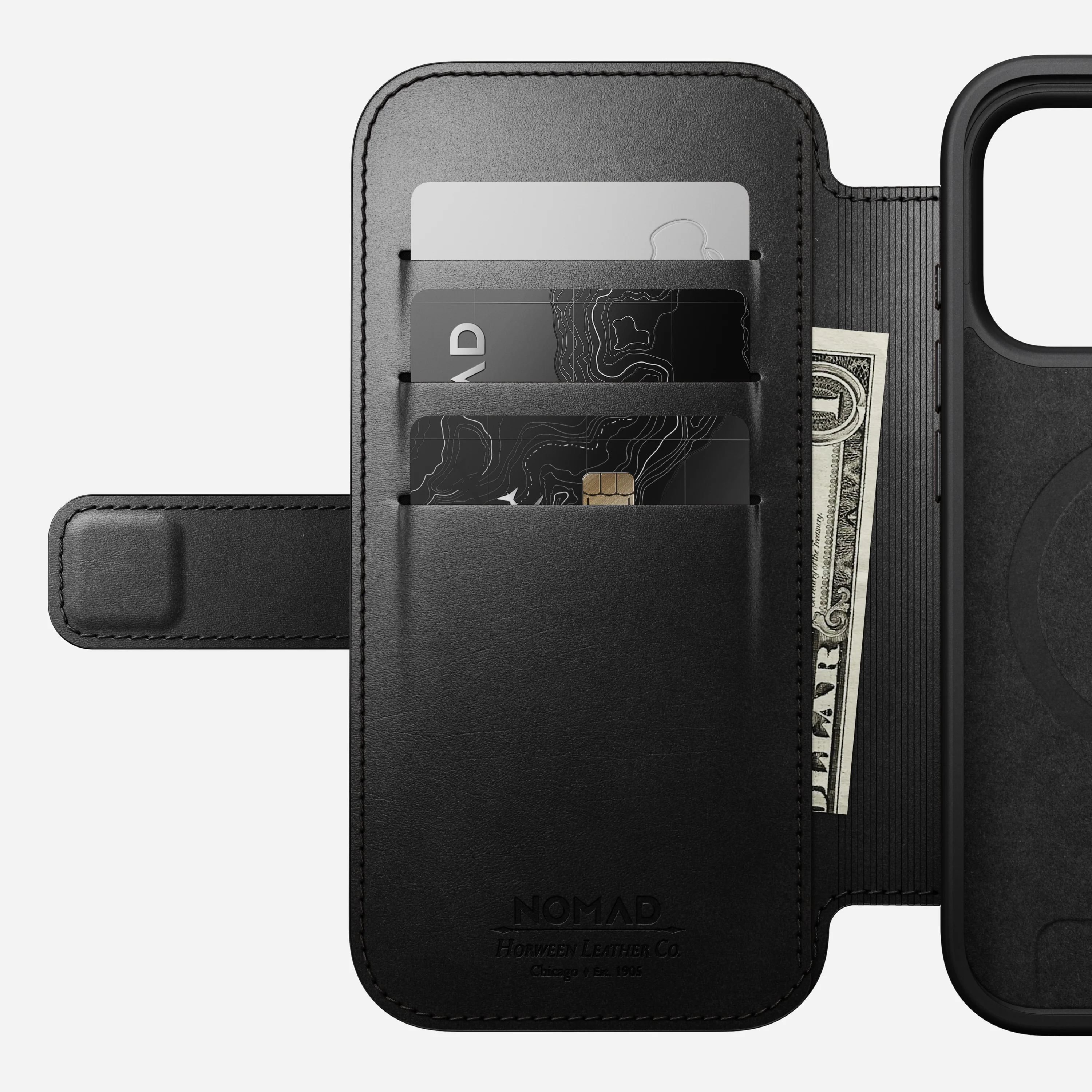 Чехол-книжка Nomad Modern Horween Leather Folio Case for iPhone 17 Pro - Black (NM014162858)