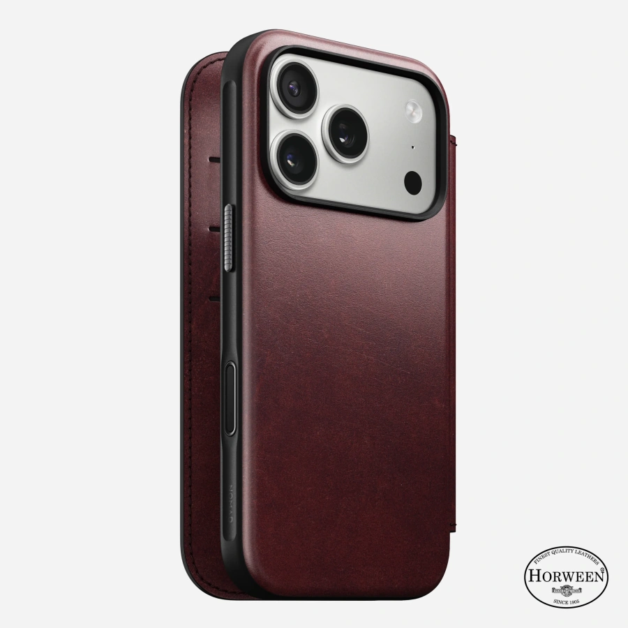 Чохол-книжка Nomad Modern Horween Leather Folio Case for iPhone 17 Pro - Limited Edition: Burgundy Chromexcel (NM011833858)