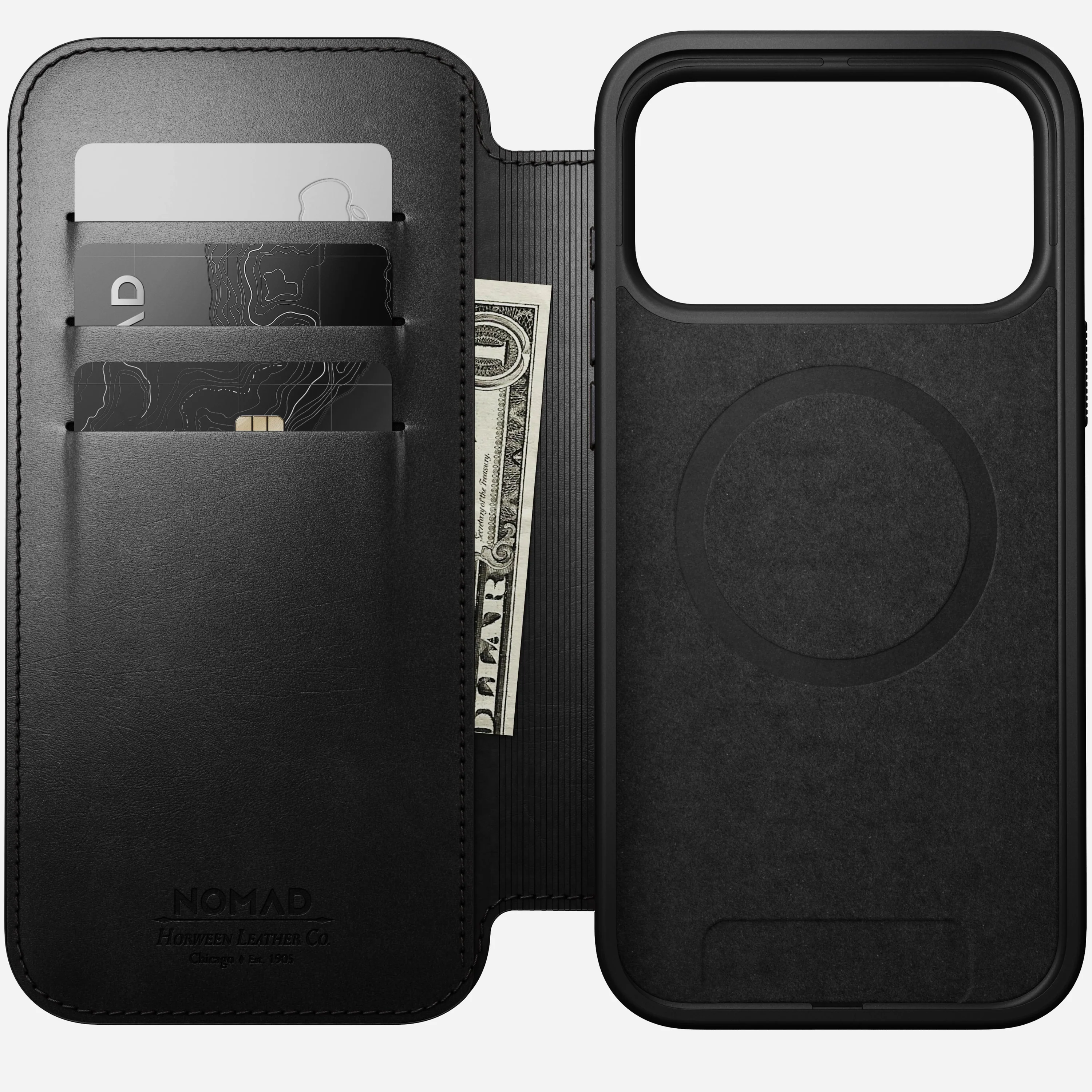Чехол-книжка Nomad Modern Horween Leather Folio Case for iPhone 17 Pro Max - Black (NM014117858)