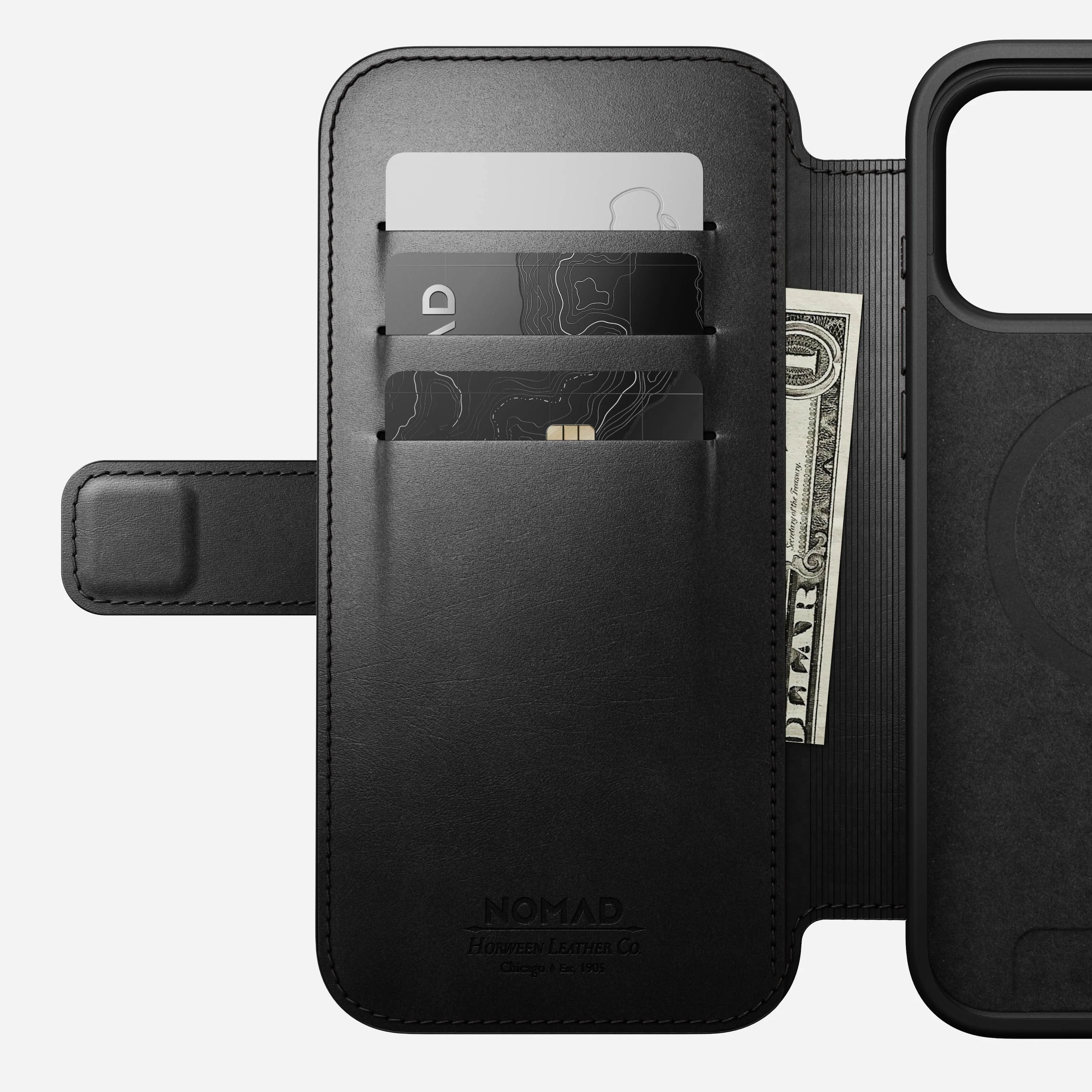 Чехол-книжка Nomad Modern Horween Leather Folio Case for iPhone 17 Pro Max - Black (NM014117858)