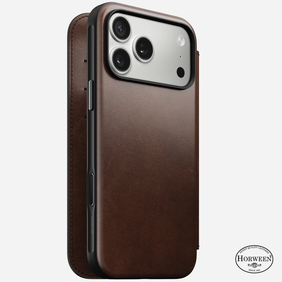 Чохол-книжка Nomad Modern Horween Leather Folio Case for iPhone 17 Pro Max - Rustic Brown (NM014100858)