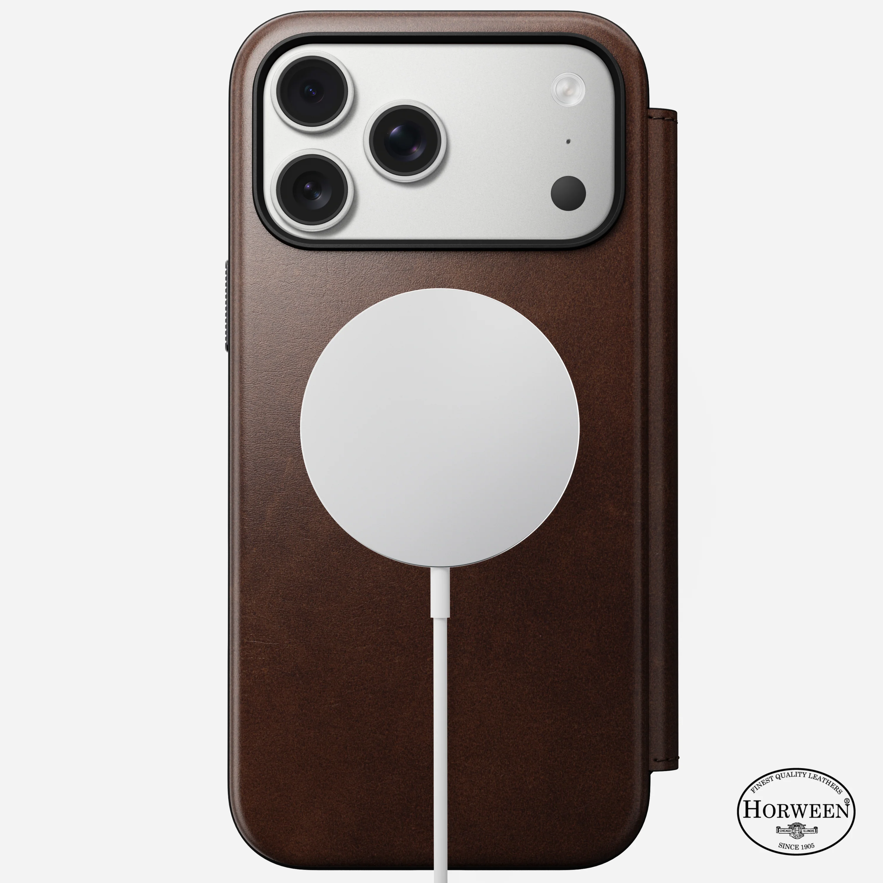 Чехол-книжка Nomad Modern Horween Leather Folio Case for iPhone 17 Pro Max - Rustic Brown (NM014100858)