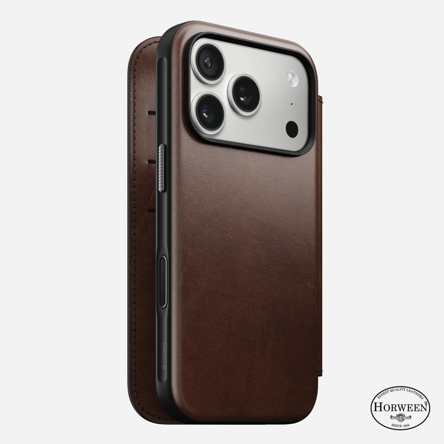 Чохол-книжка Nomad Modern Horween Leather Folio Case for iPhone 17 Pro - Rustic Brown (NM014155858)