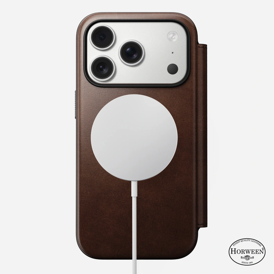 Чохол-книжка Nomad Modern Horween Leather Folio Case for iPhone 17 Pro - Rustic Brown (NM014155858)