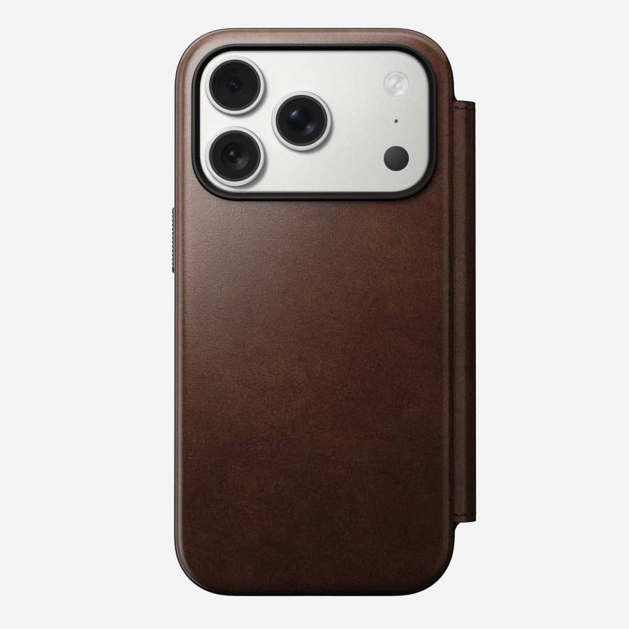Чохол-книжка Nomad Modern Horween Leather Folio Case for iPhone 17 Pro - Rustic Brown (NM014155858)