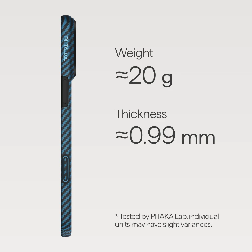 Чехол Pitaka Ultra-Slim Case with PitaTap for iPhone 17 Pro - 1500D Black/Blue [Twill] (KI1706BP)