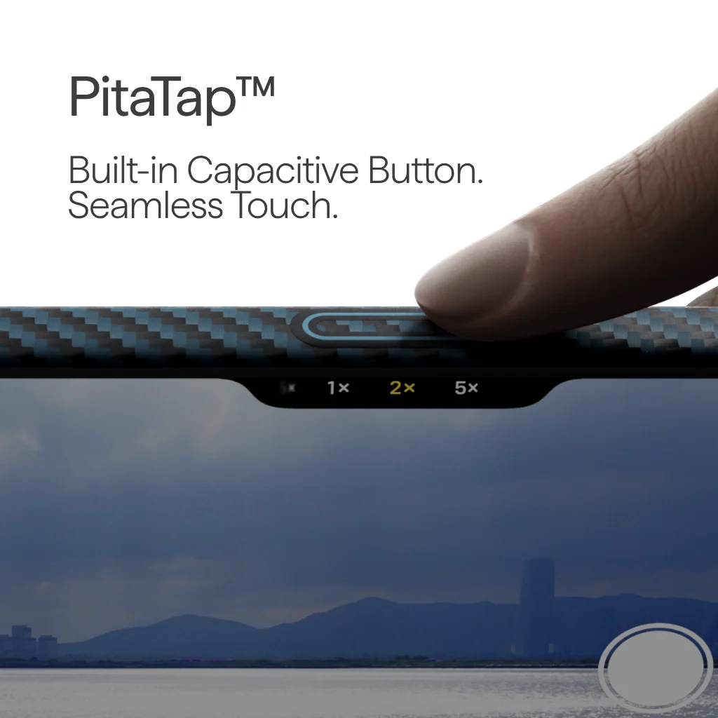 Чехол Pitaka Ultra-Slim Case with PitaTap for iPhone 17 Pro - 1500D Black/Blue [Twill] (KI1706BP)