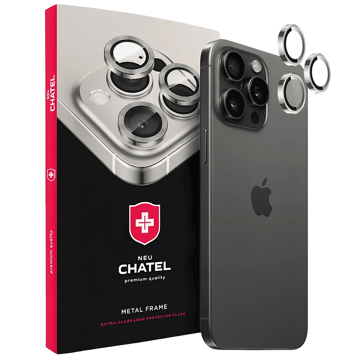 Лінза на камеру NEU Chatel Metal Frame Lens Protector Glass for iPhone 17 Pro/17 Pro Max Silver