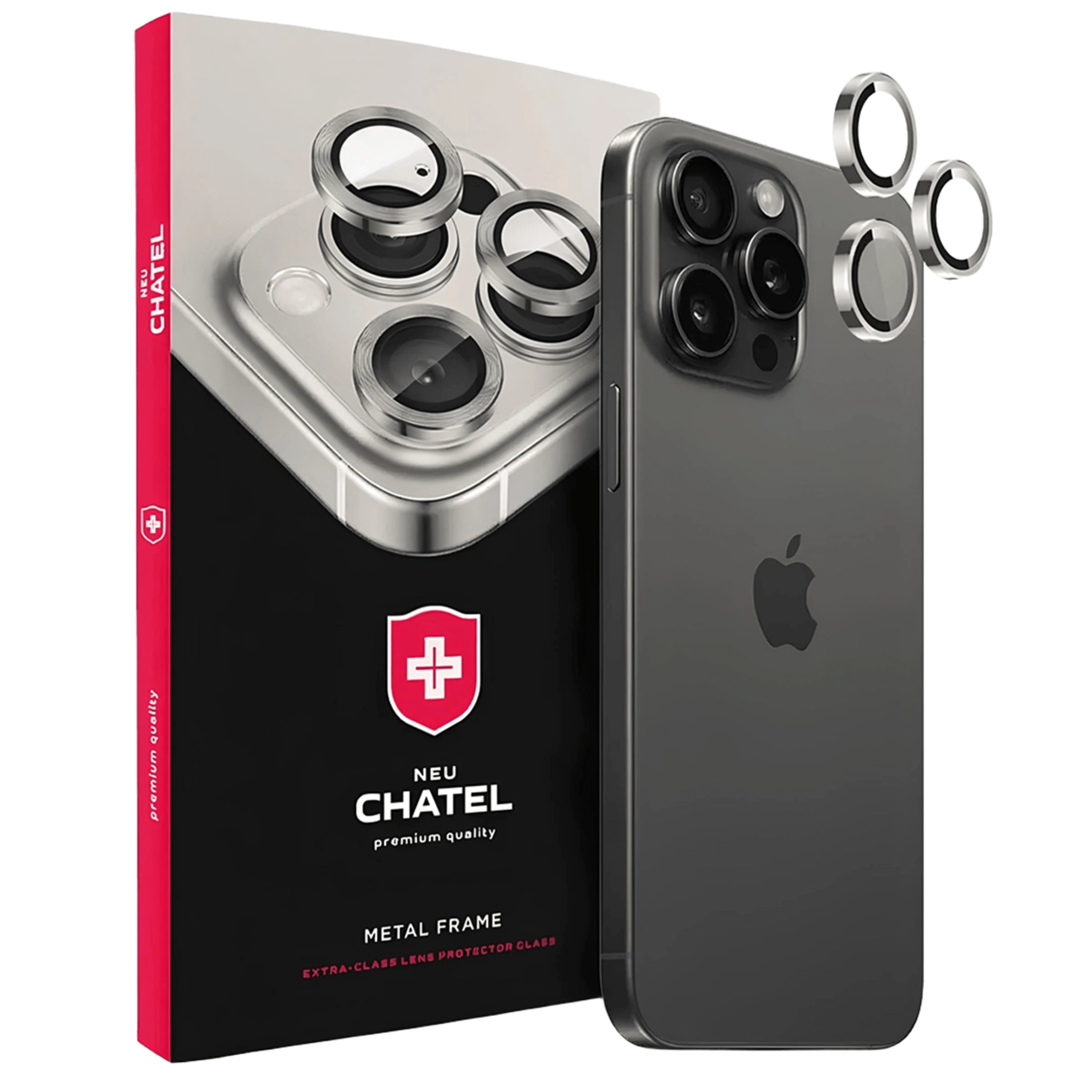 Лінза на камеру NEU Chatel Metal Frame Lens Protector Glass for iPhone 17 Pro/17 Pro Max Silver