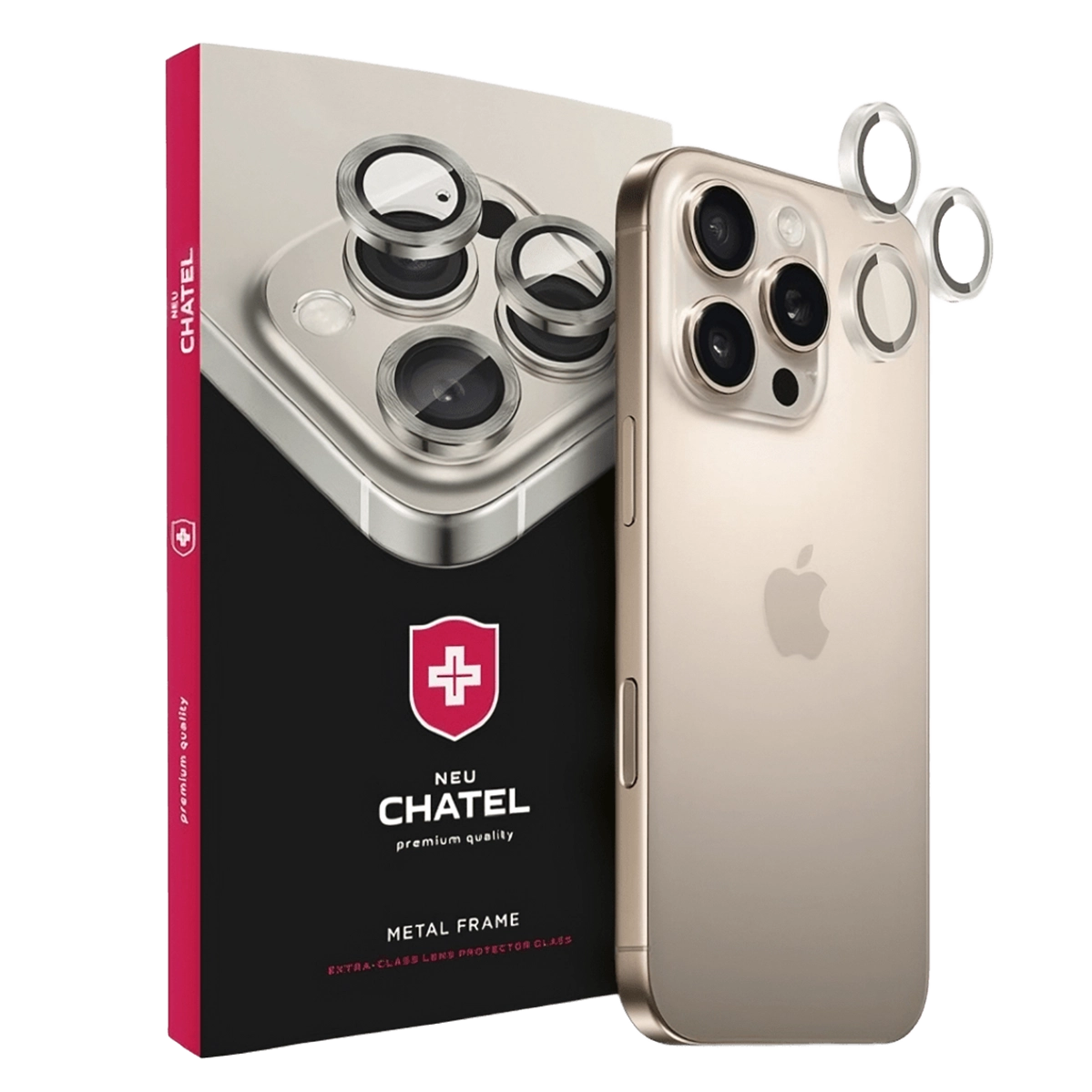 Лінза на камеру NEU Chatel Metal Frame Lens Protector Glass for iPhone 17 Pro/17 Pro Max Transparent