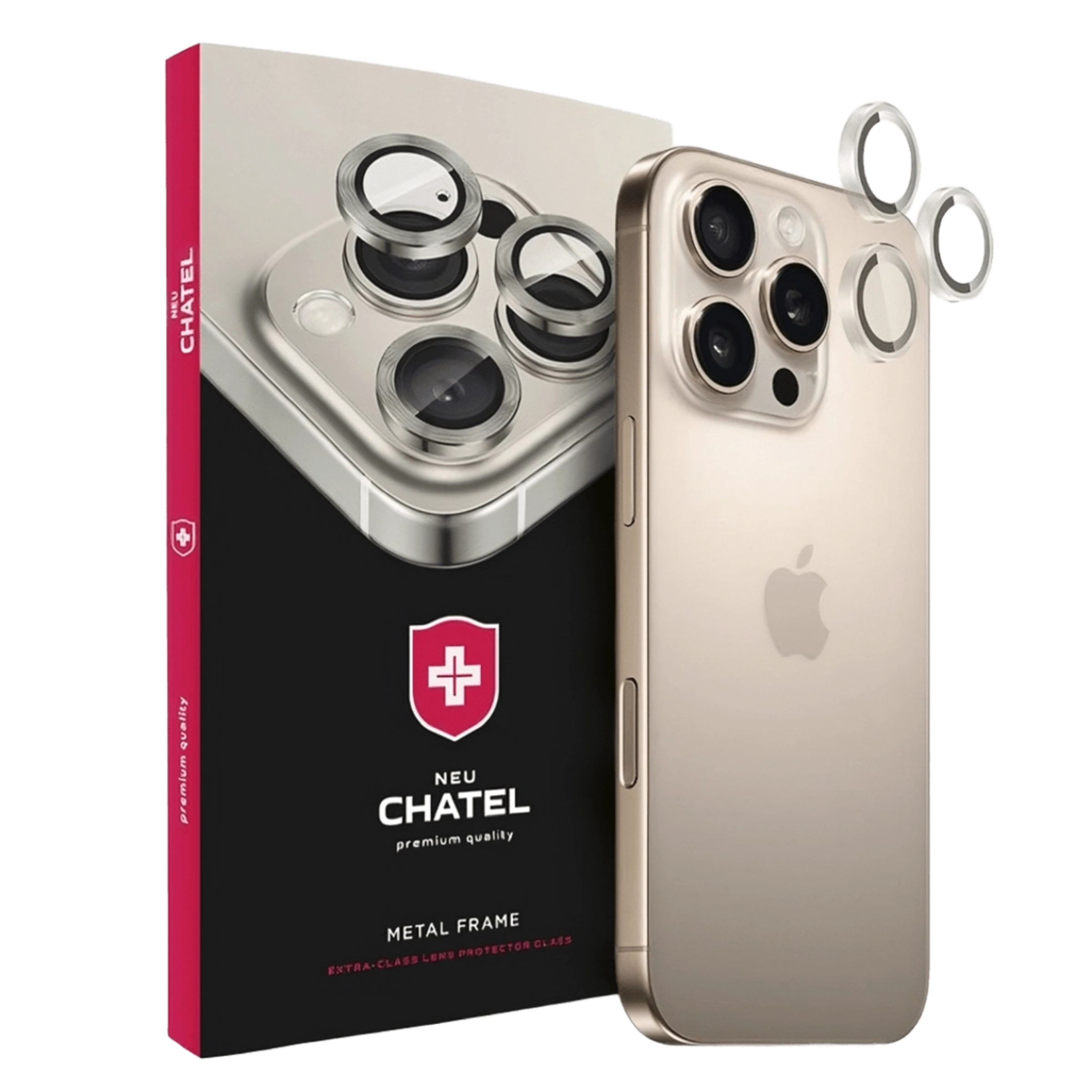 Лінза на камеру NEU Chatel Metal Frame Lens Protector Glass for iPhone 17 Pro/17 Pro Max Transparent