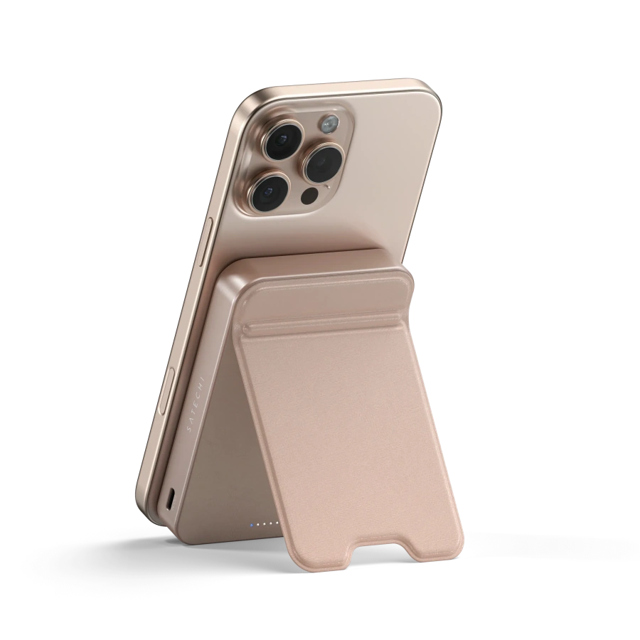 Магнітний павербанк з підставкою Satechi OntheGo Power Bank Qi2 10000mAh - Desert Rose (ST-B10Q2SR)