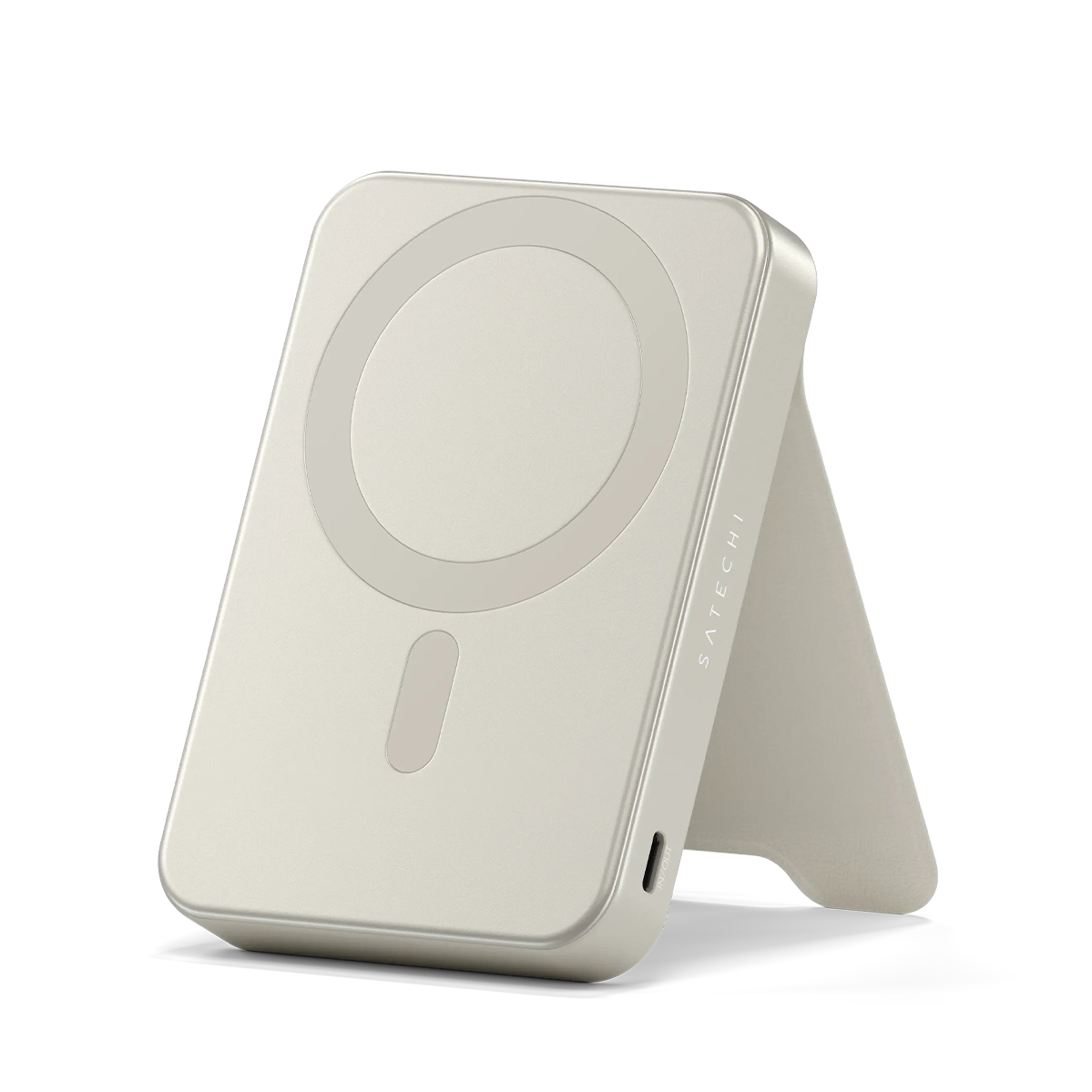 Магнітний павербанк з підставкою Satechi OntheGo Power Bank Qi2 10000mAh - Sand (ST-B10Q2SW)