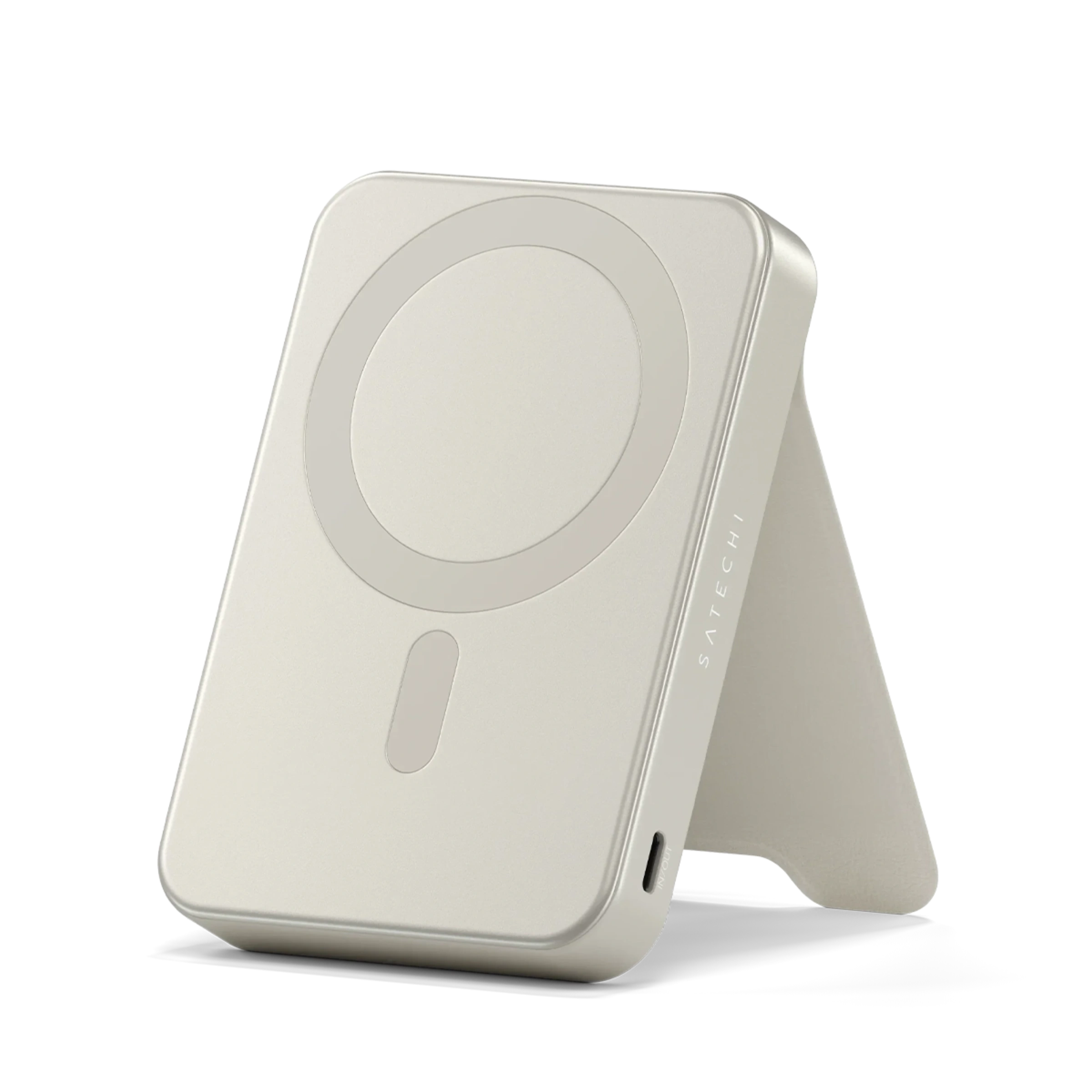 Магнітний павербанк з підставкою Satechi OntheGo Power Bank Qi2 10000mAh - Sand (ST-B10Q2SW)