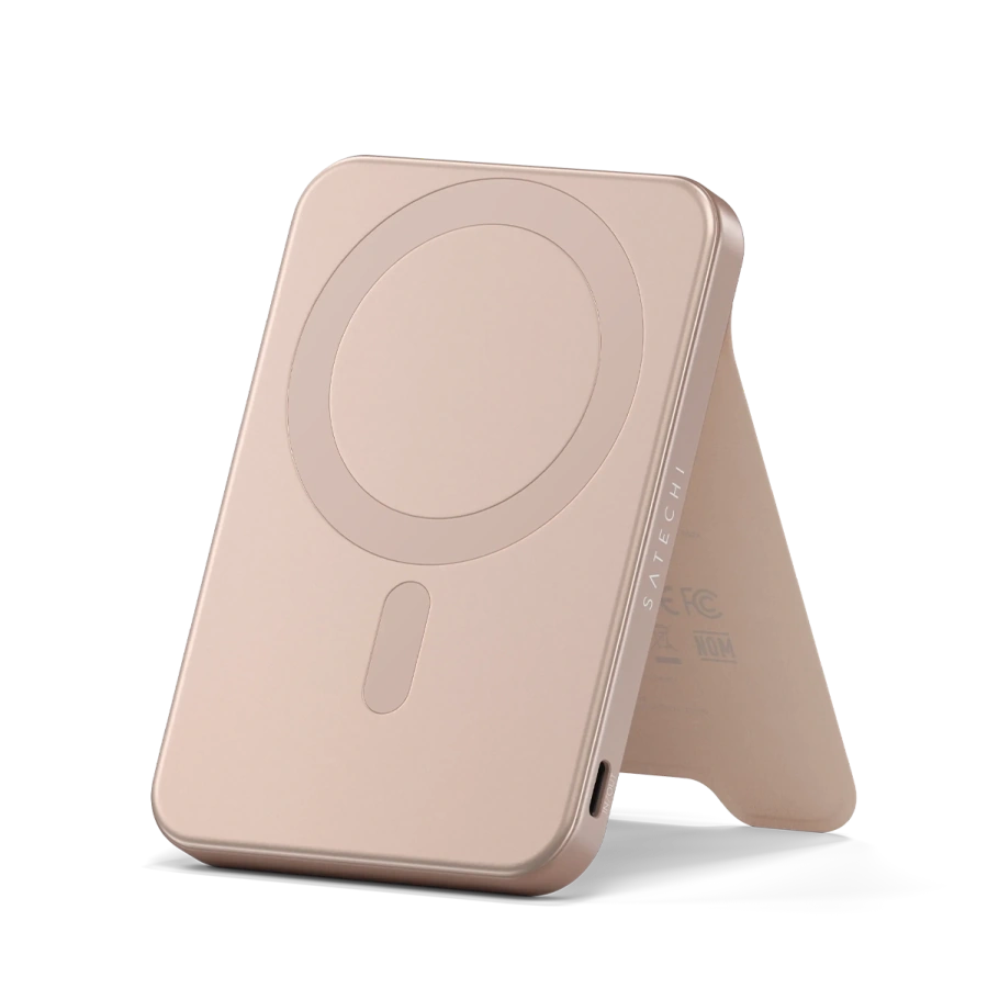 Магнітний павербанк з підставкою Satechi OntheGo Power Bank Qi2 5000mAh - Desert Rose (ST-B5Q2SR)