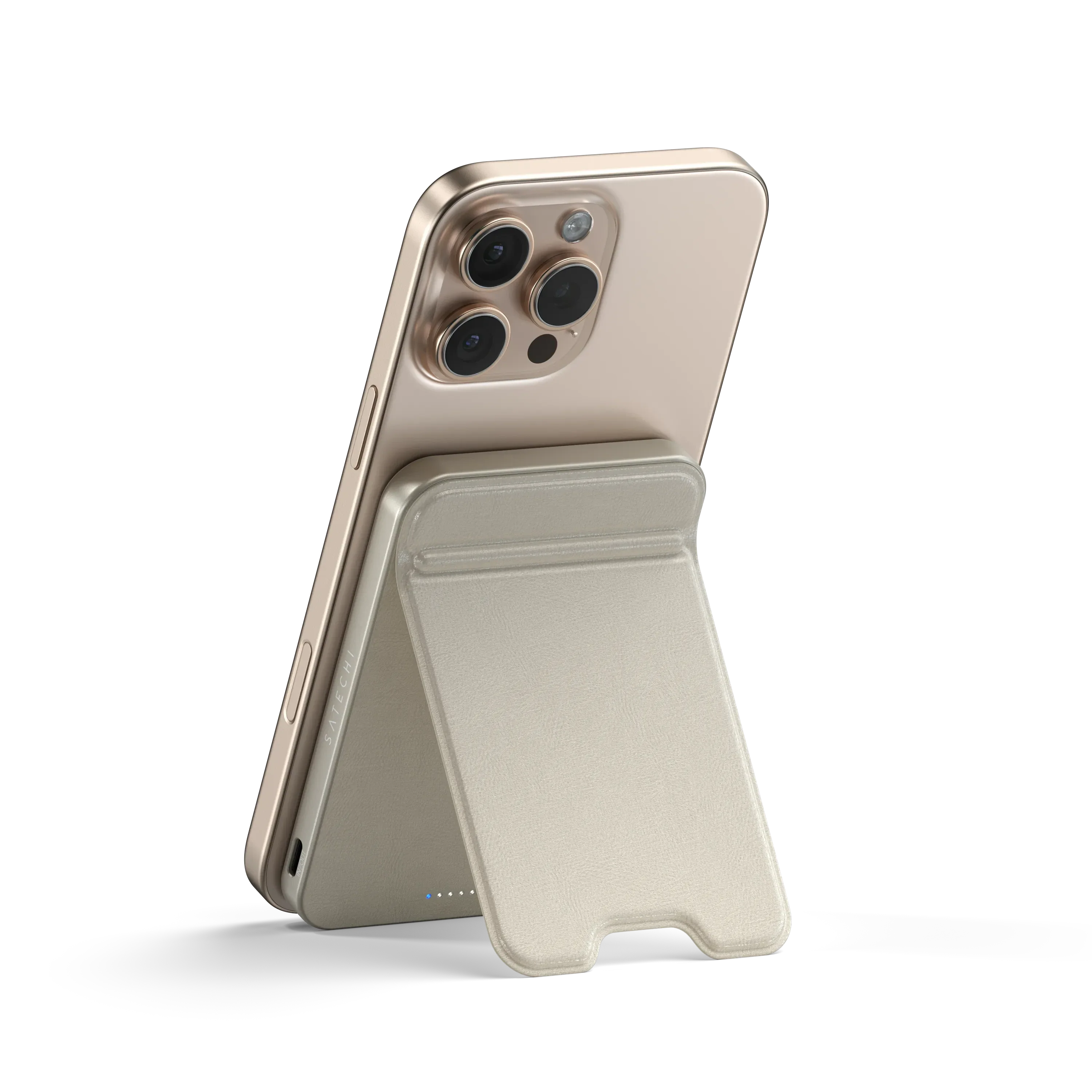 Магнітний павербанк з підставкою Satechi OntheGo Power Bank Qi2 5000mAh - Sand (ST-B5Q2SW)