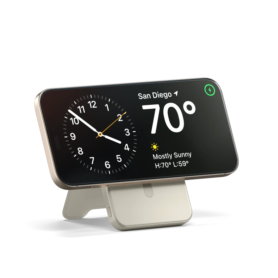 Магнітний павербанк з підставкою Satechi OntheGo Power Bank Qi2 5000mAh - Sand (ST-B5Q2SW)