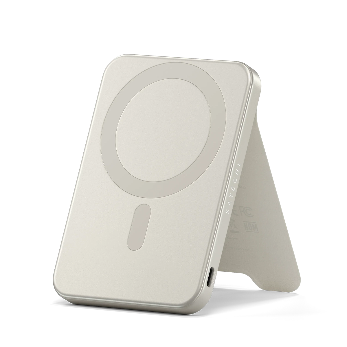 Магнітний павербанк з підставкою Satechi OntheGo Power Bank Qi2 5000mAh - Sand (ST-B5Q2SW)