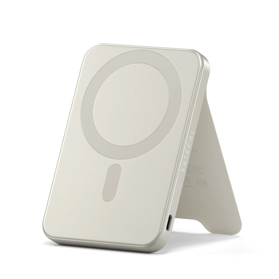 Магнітний павербанк з підставкою Satechi OntheGo Power Bank Qi2 5000mAh - Sand (ST-B5Q2SW)