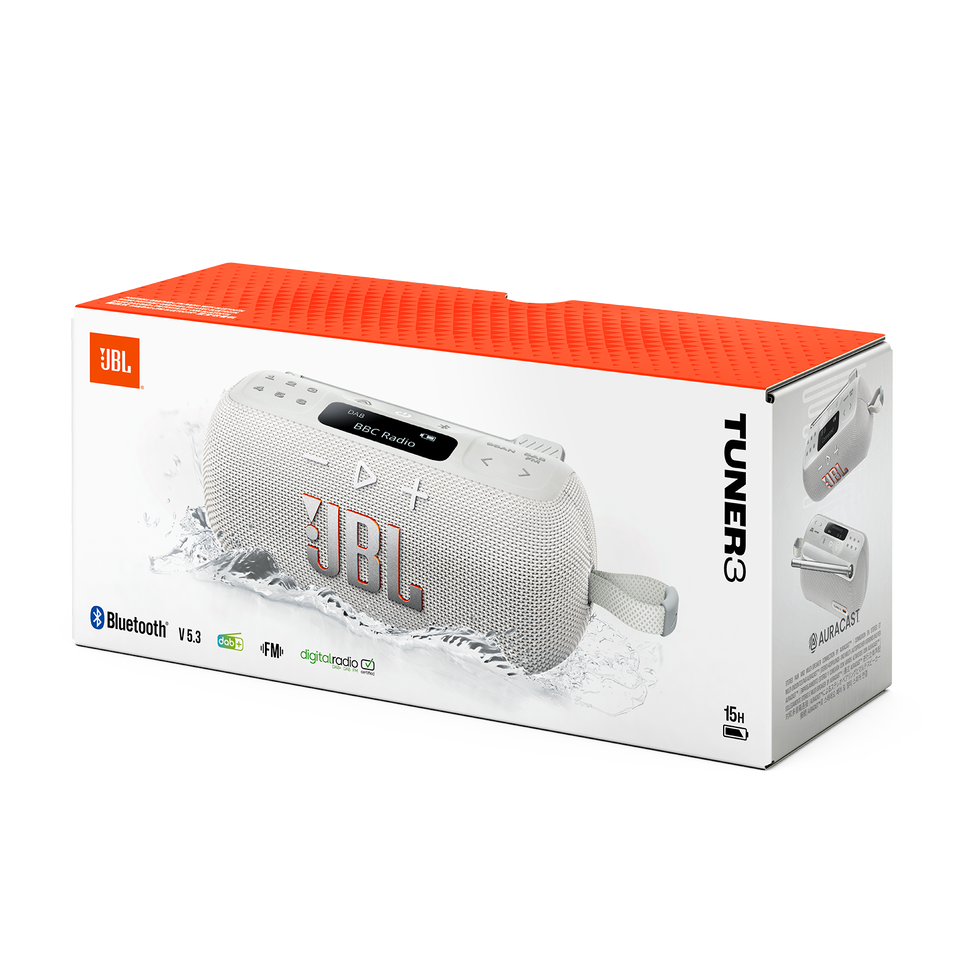 Портативна акустика JBL Tuner 3 з Bluetooth та DAB/DAB+/FM радіо – White (JBLTUNER3WHT)