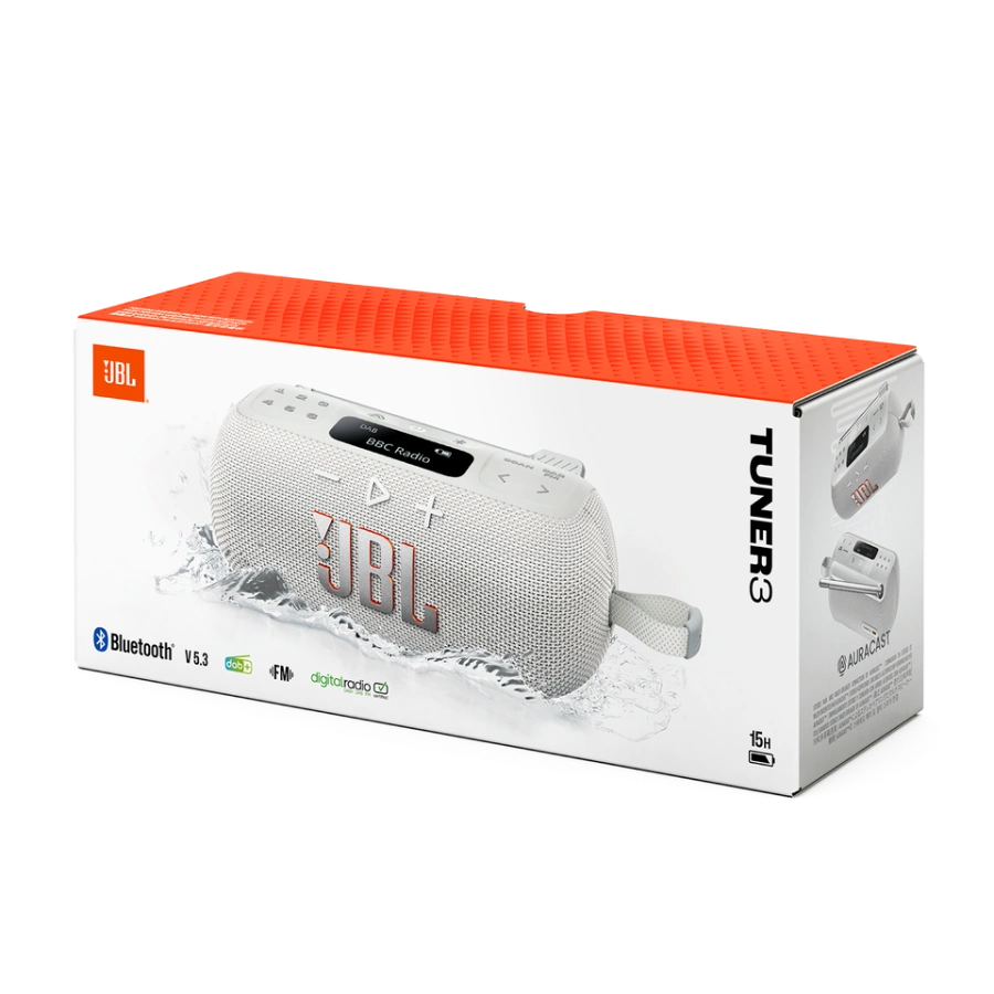 Портативна акустика JBL Tuner 3 з Bluetooth та DAB/DAB+/FM радіо – White (JBLTUNER3WHT)