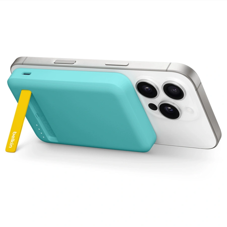 Портативний зарядний пристрій [Power Bank] з MagSafe та підставкою Belkin BoostCharge Pro Magnetic Charging Power Bank MagSafe 5K Qi2 15W - Teal (HS562)