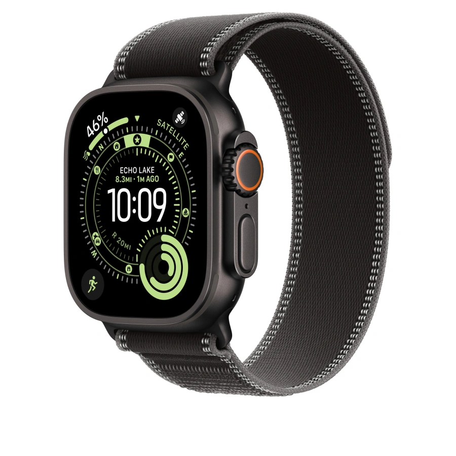 Ремінець Apple Black/Charcoal Trail Loop - Black Titanium Finish для Apple Watch 44/45/46/49mm - M/L (MG9U4)