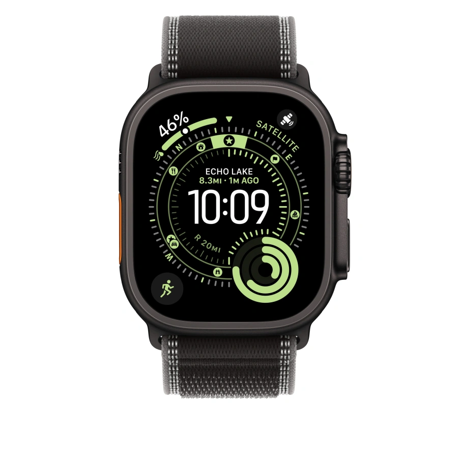 Ремінець Apple Black/Charcoal Trail Loop - Natural Titanium Finish для Apple Watch 44/45/46/49mm - M/L (MFT94)