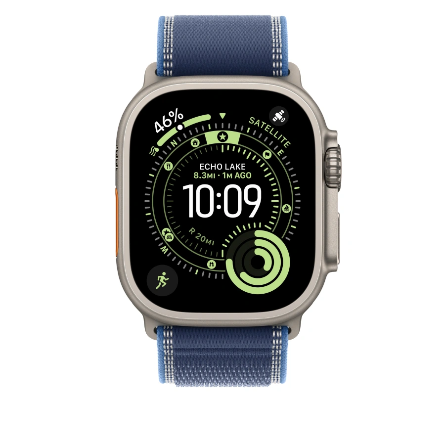 Ремінець Apple Blue/Bright Blue Trail Loop - Natural Titanium Finish для Apple Watch 44/45/46/49mm - M/L (MFT74)