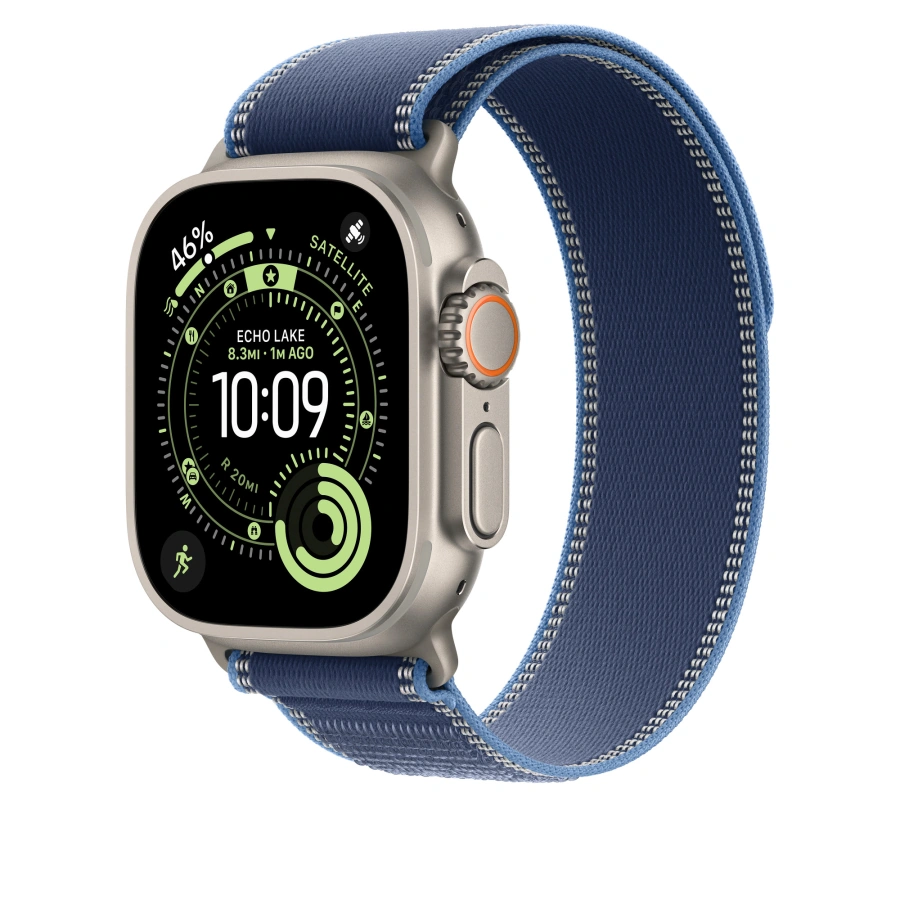 Ремінець Apple Blue/Bright Blue Trail Loop - Natural Titanium Finish для Apple Watch 44/45/46/49mm - S/M (MFT64)