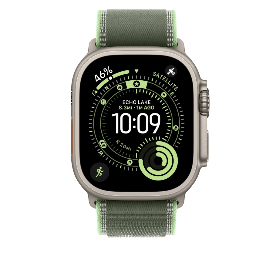 Ремінець Apple Green/Neon Trail Loop - Black Titanium Finish для Apple Watch 44/45/46/49mm - M/L (MG9P4)