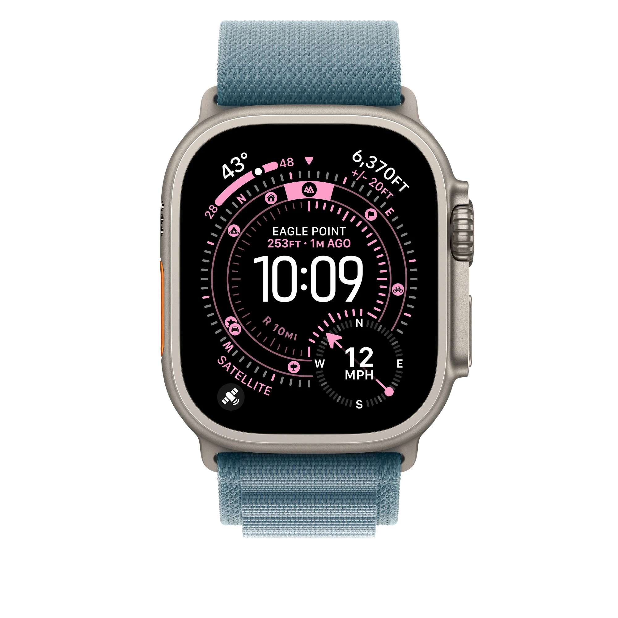 Ремінець Apple Light Blue Alpine Loop - Natural Titanium Finish для Apple Watch 44/45/46/49mm - Medium (MFTJ4)