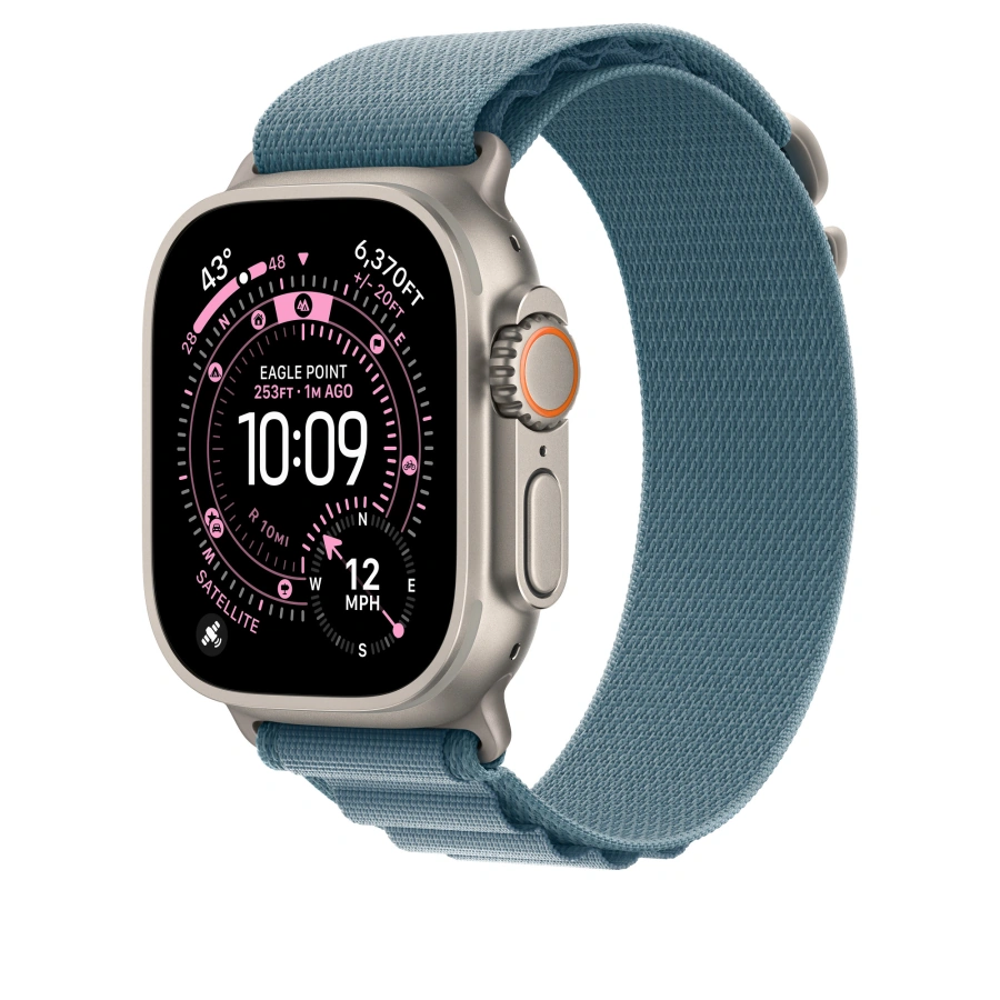 Ремінець Apple Light Blue Alpine Loop - Natural Titanium Finish для Apple Watch 44/45/46/49mm - Medium (MFTJ4)