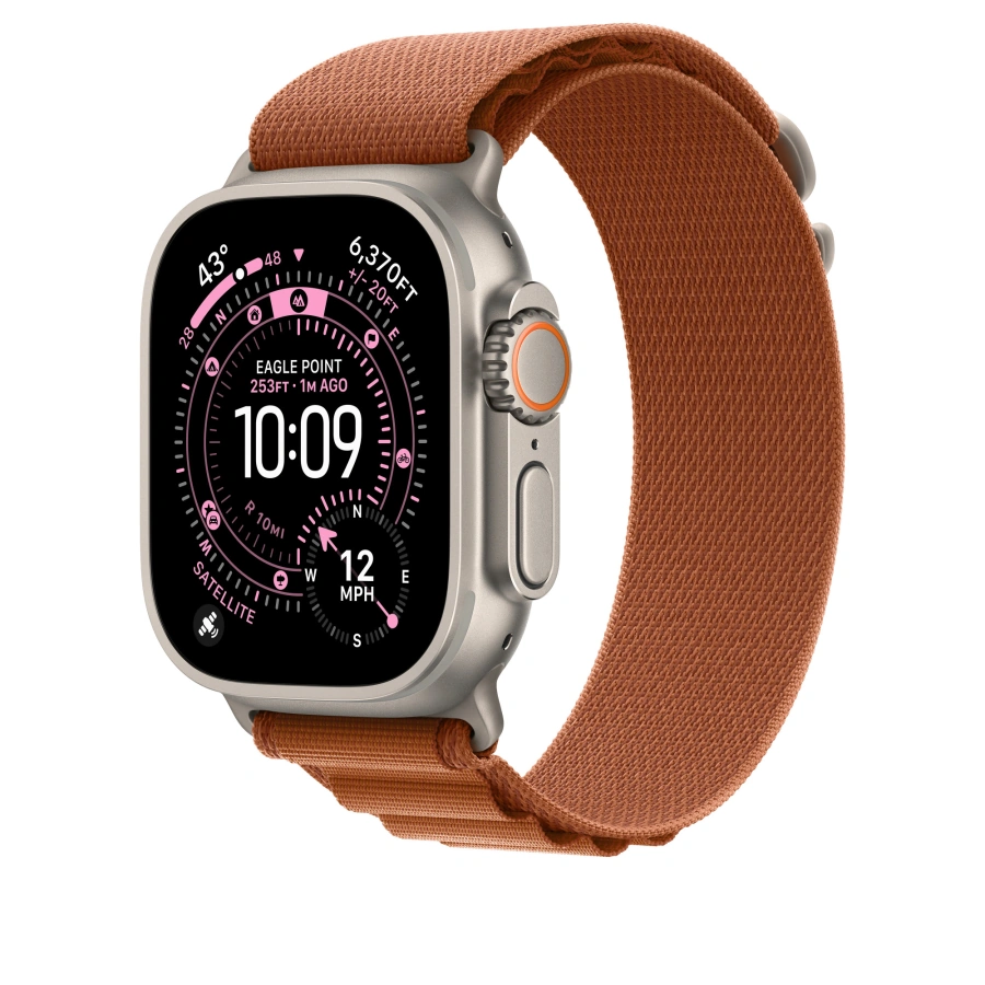 Ремінець Apple Terra Cotta Alpine Loop - Black Titanium Finish для Apple Watch 44/45/46/49mm - Small (MG9D4)