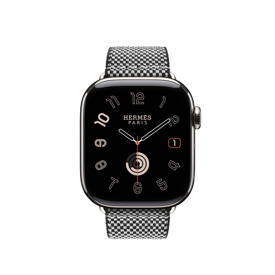 Ремінець Apple Watch Hermès 38/40/41/42mm Noir/Écru Toile H Single Tour (MDFK4)