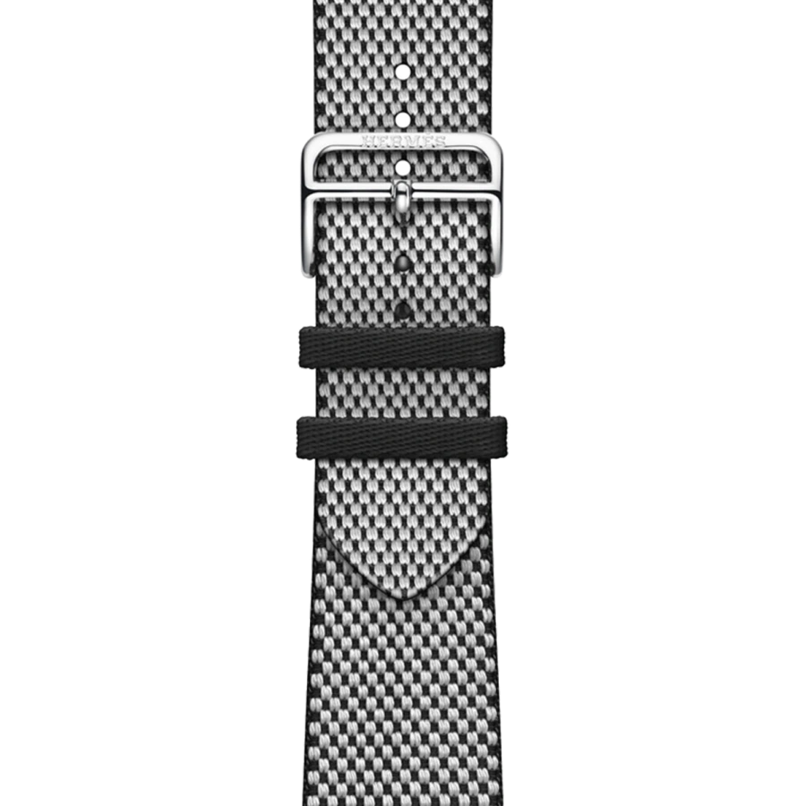 Ремінець Apple Watch Hermès 42/44/45/49mm Noir/Écru Toile H Single Tour (MDFL4)