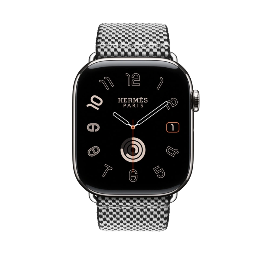 Ремінець Apple Watch Hermès 42/44/45/49mm Noir/Écru Toile H Single Tour (MDFL4)