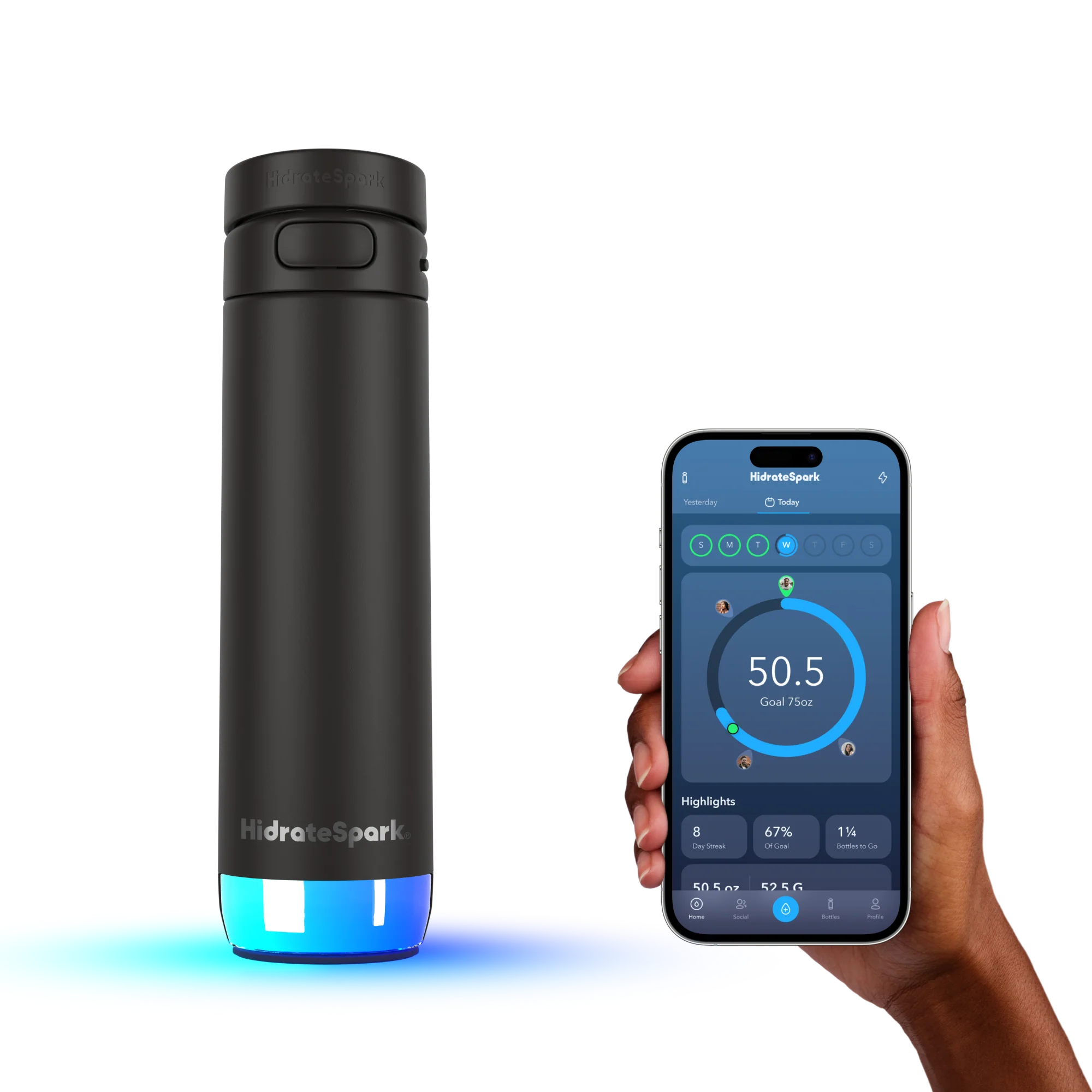 Розумна пляшка для води HidrateSpark PRO 2 Smart Bottle - Chug Lid 21 oz/621 ml - Black (HI-21C-02)