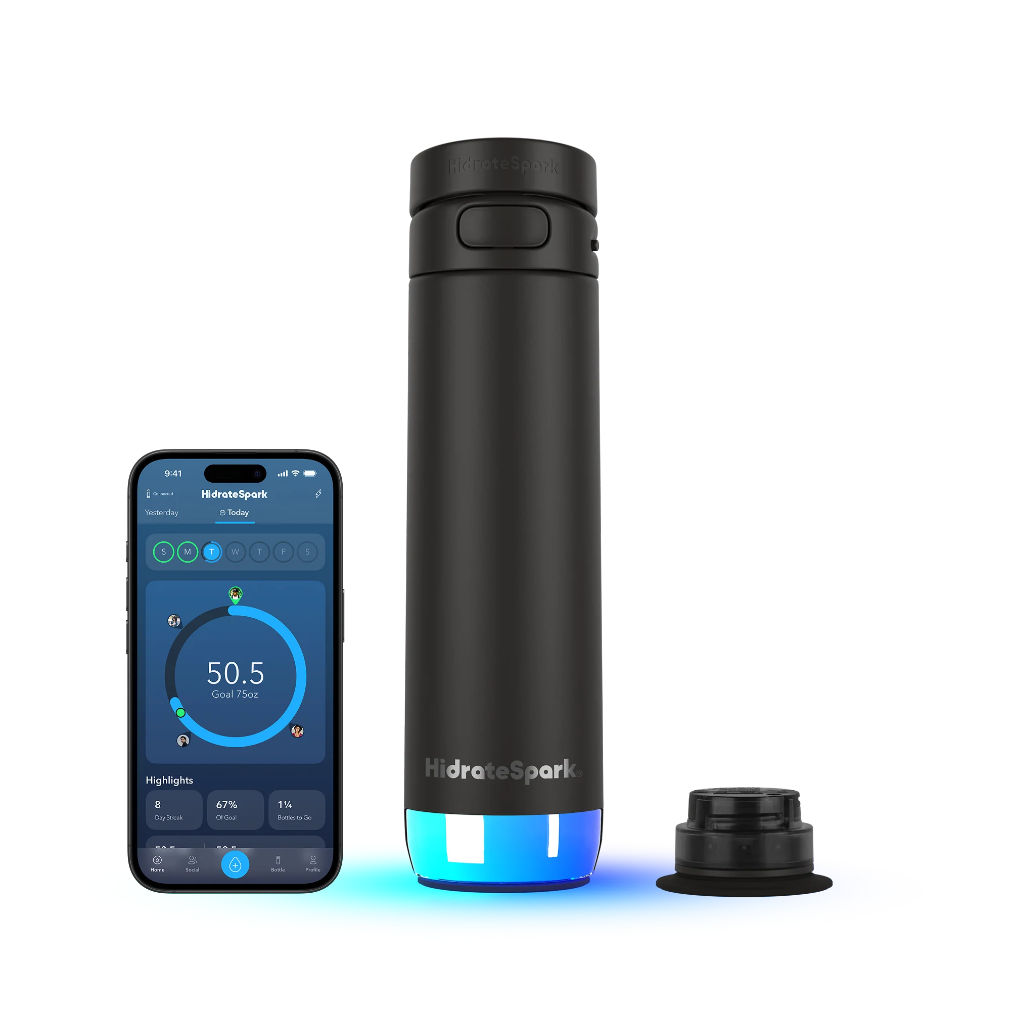 Розумна пляшка для води HidrateSpark PRO 2 Smart Bottle - Chug Lid 21 oz/621 ml - Black (HI-21C-02)