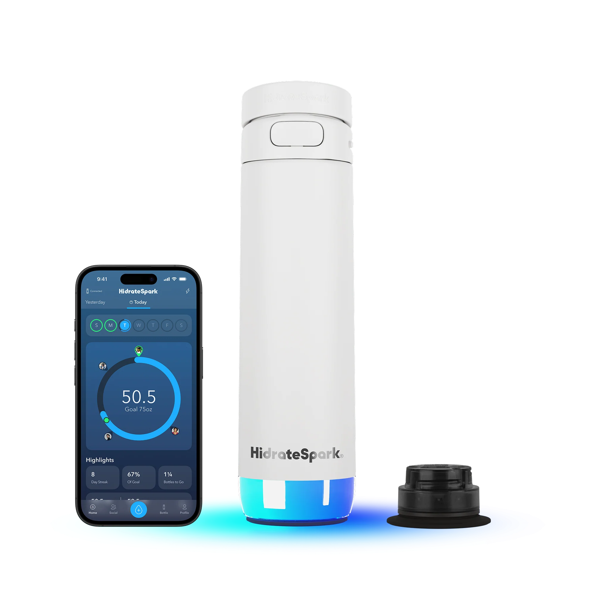 Розумна пляшка для води HidrateSpark PRO 2 Smart Bottle - Chug Lid 21 oz/621 ml - White (HI-21C-01)