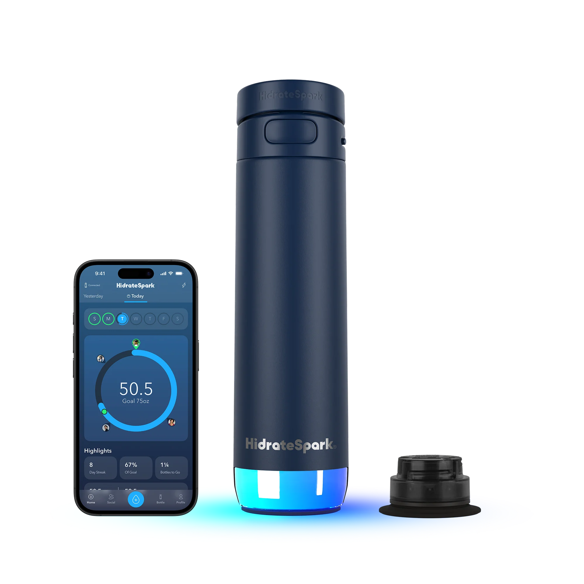 Розумна пляшка для води HidrateSpark PRO 2 Smart Bottle - Chug Lid 21 oz/621 ml - Navy