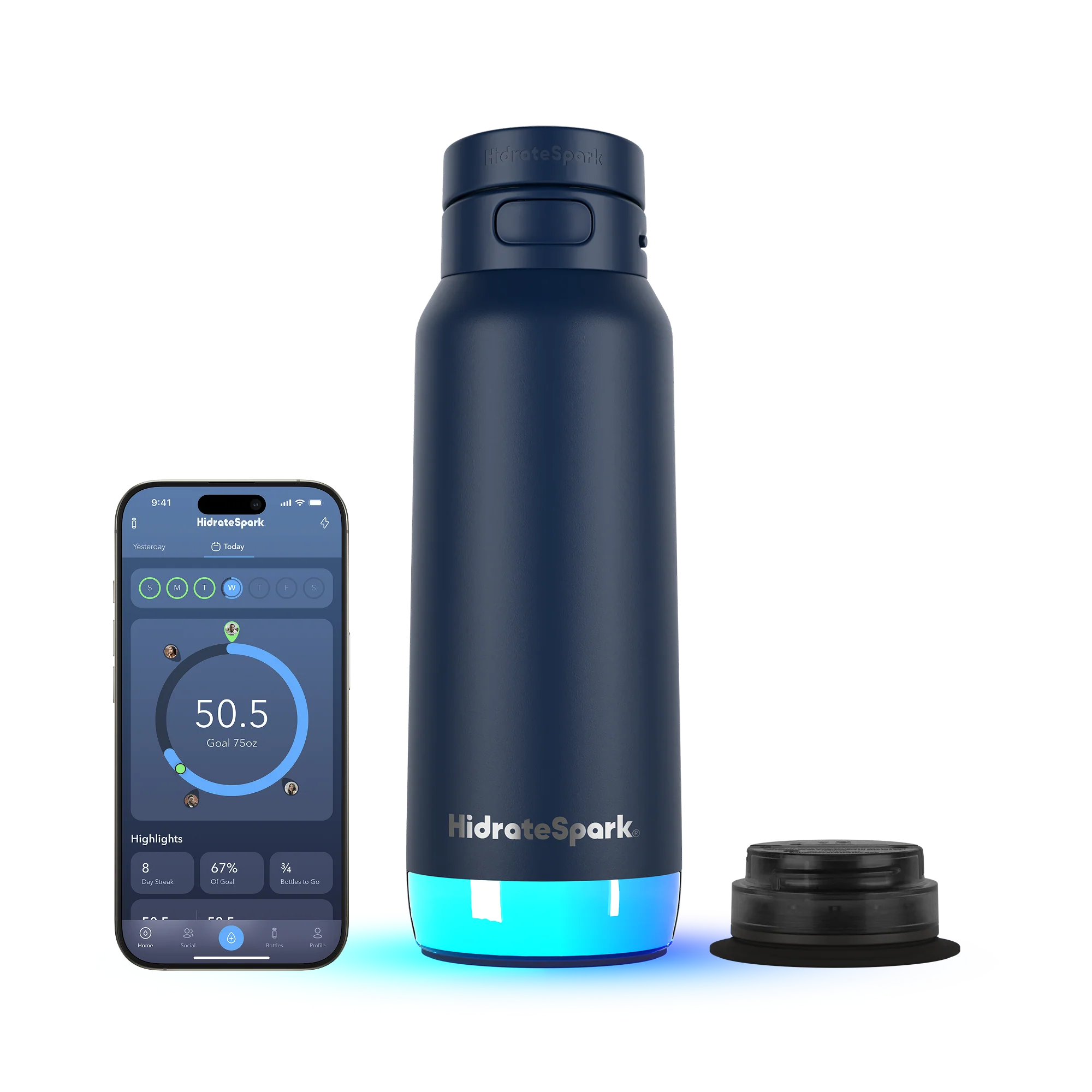 Розумна пляшка для води HidrateSpark PRO 2 Smart Bottle - Straw Lid 32oz/946 ml - Navy
