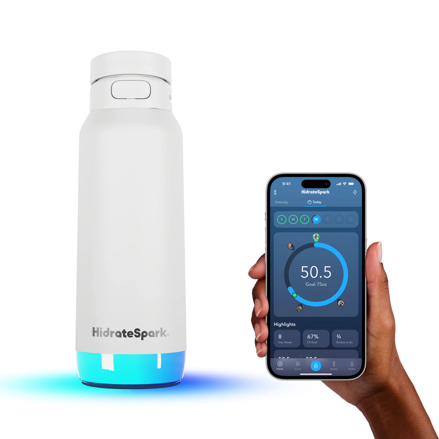Розумна пляшка для води HidrateSpark PRO 2 Smart Bottle - Chug Lid 32oz/946 ml - White